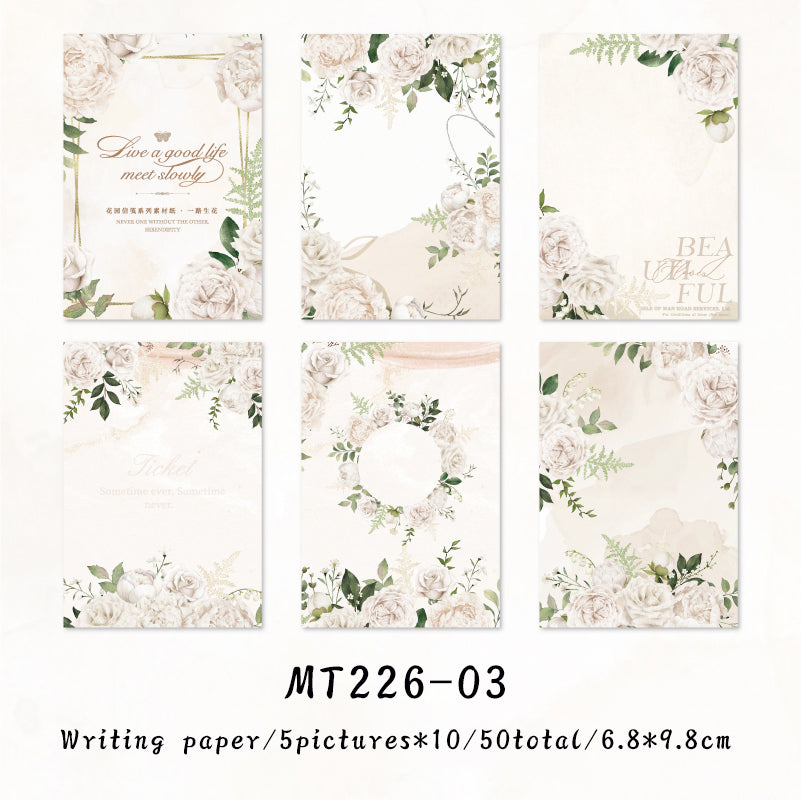 50PCS Garden stationery series material paper