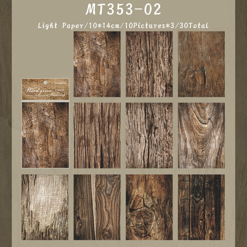 30PCS Wood grain workshop series material paper