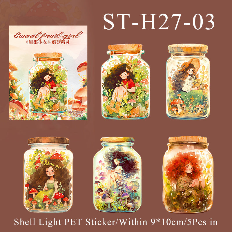 5PCS Sweet fruit girl series sticker