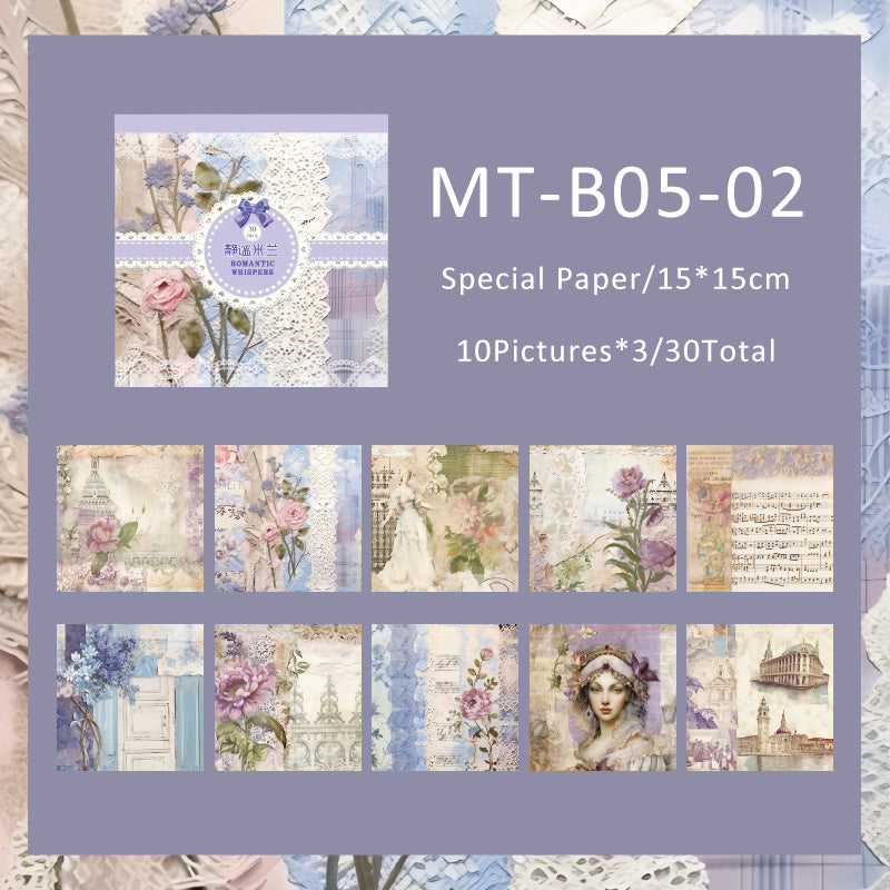 30PCS Romantic secret language series material paper