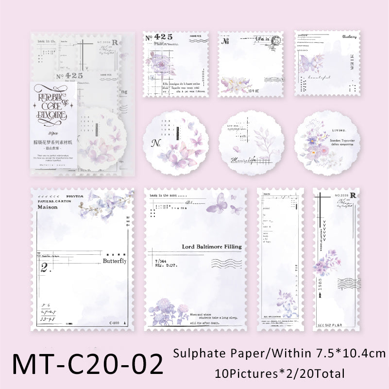 20PCS Misty Flower Dream series material paper