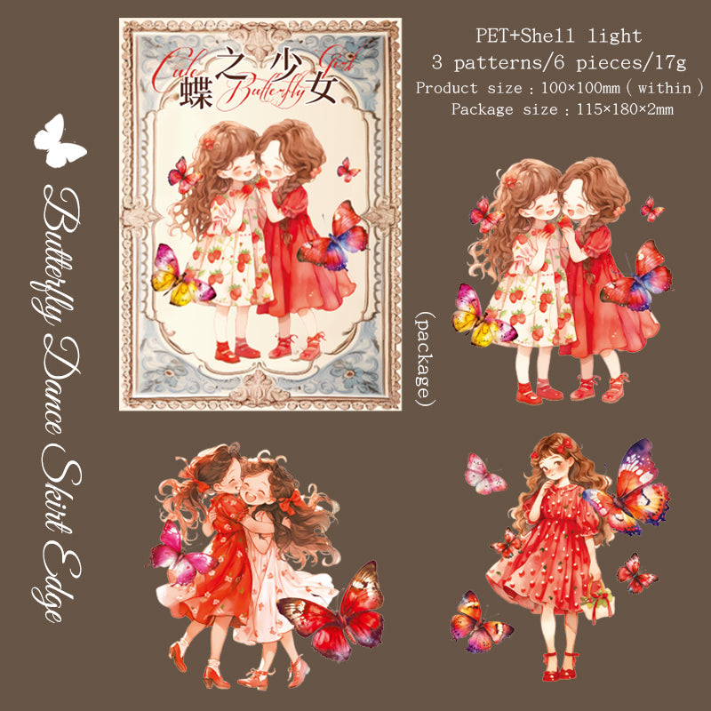 6PCS Butterfly girl series sticker