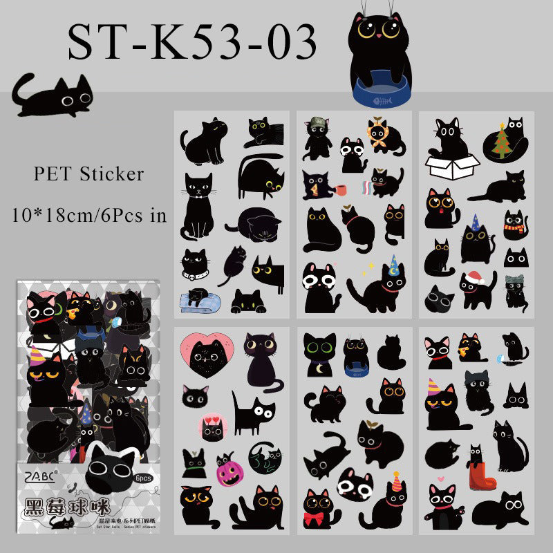 6PCS Cat star calls series sticker