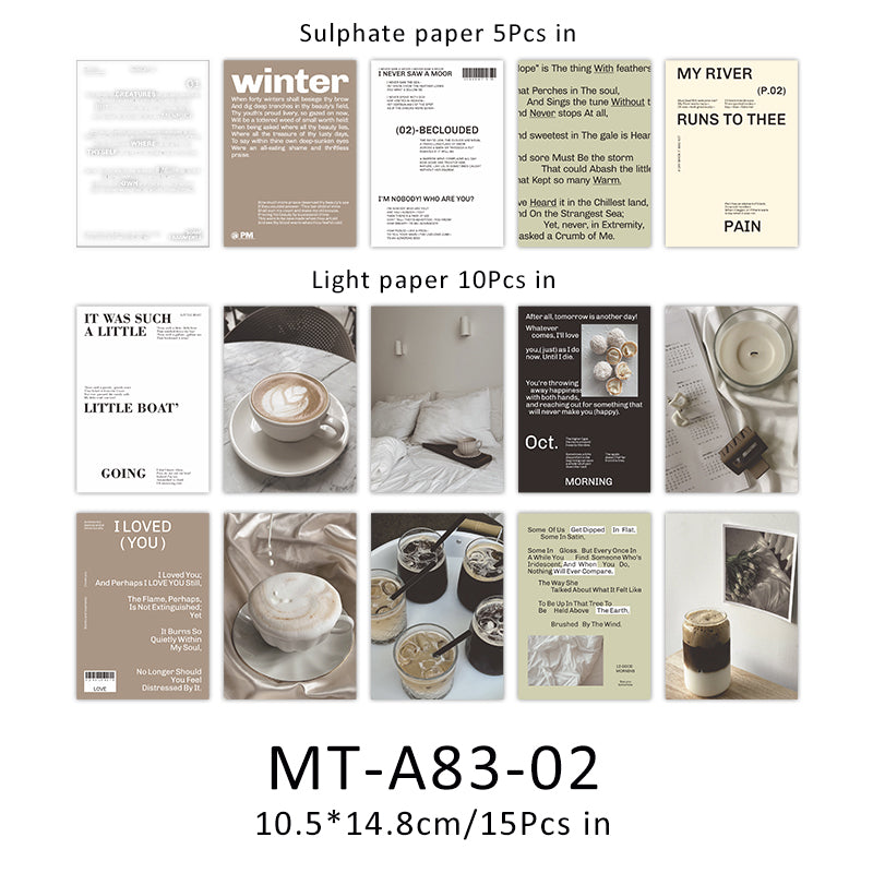 15PCS Cherish the world daily series material paper