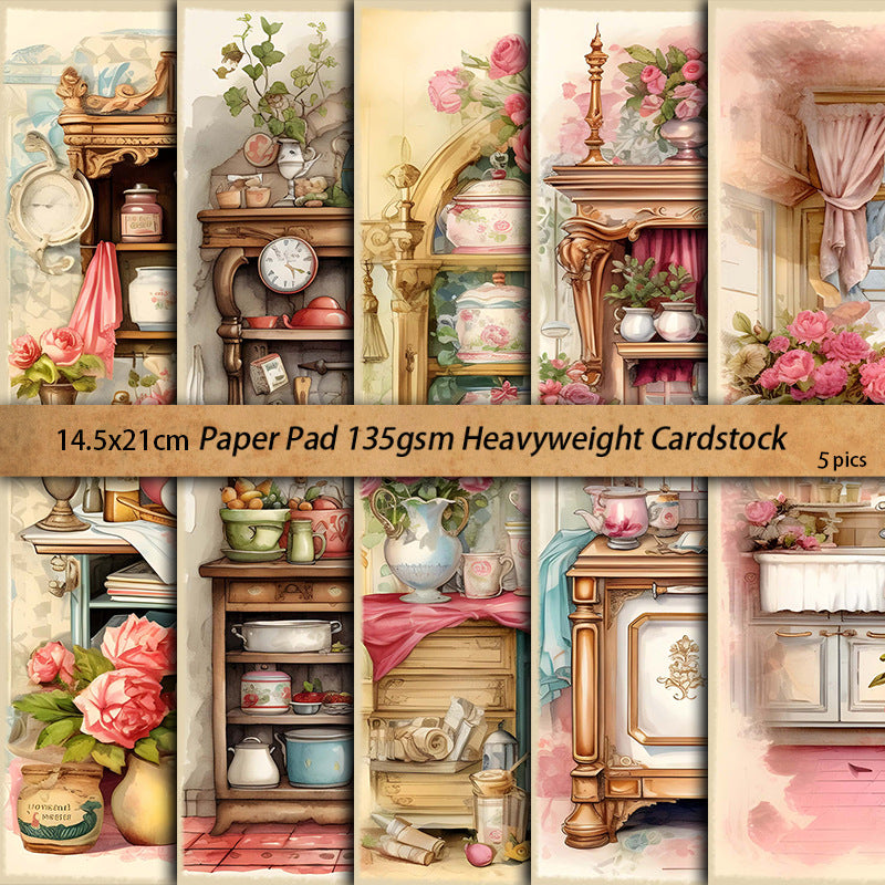 5PCS Vintage kitchen material paper