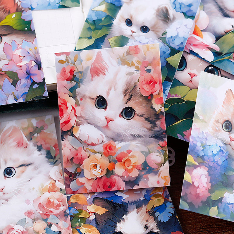 16PCS Flower kitten sticker