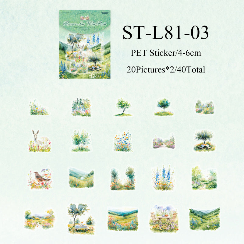 40PCS Spring Flower series sticker