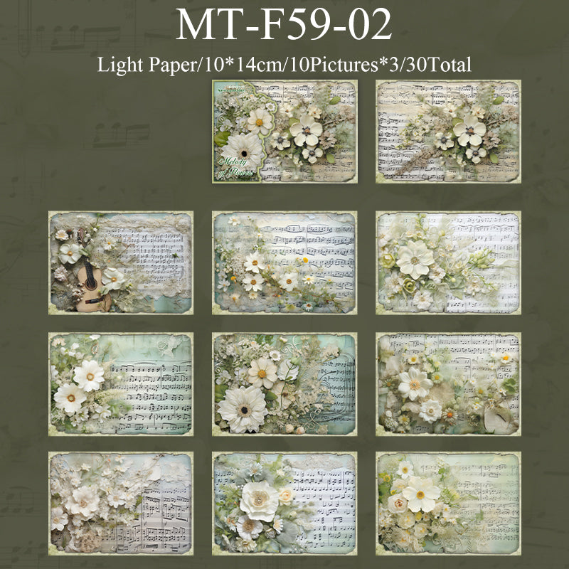 30PCS The Melody of Flowers series material paper