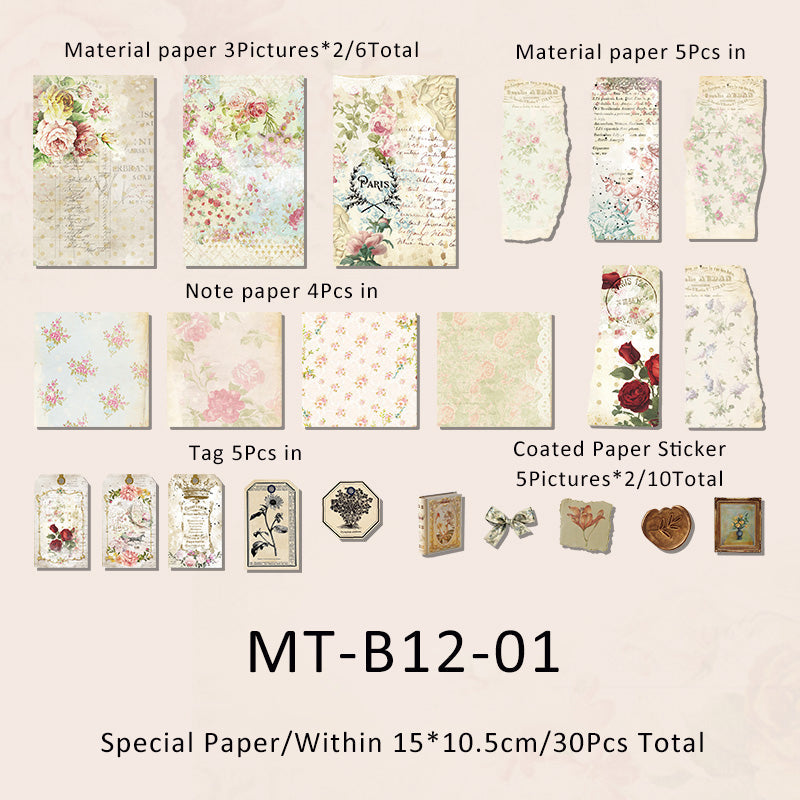 30PCS Memory collection series material paper set