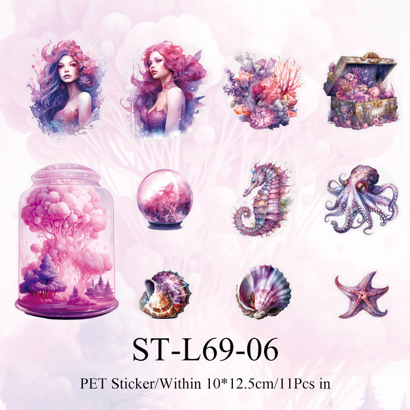 11PCS Deep sea shimmer series sticker