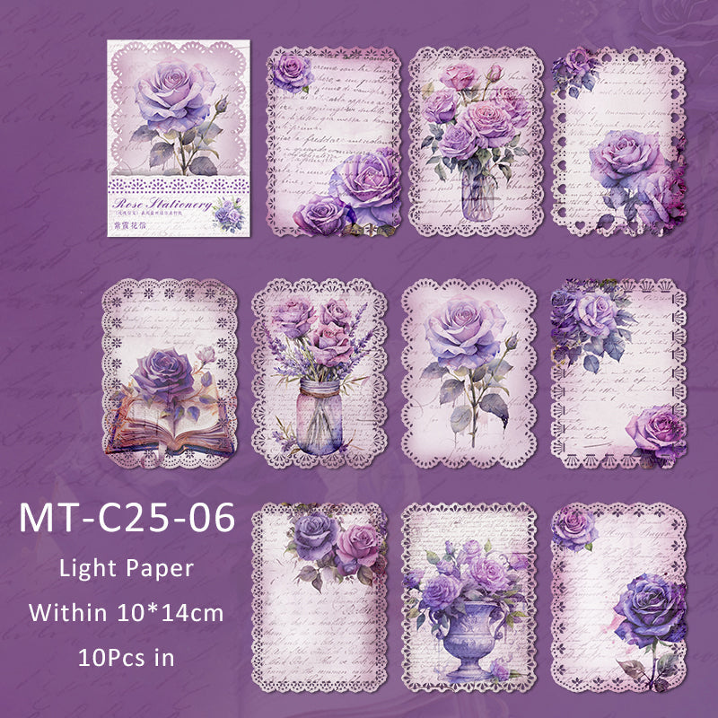 10PCS Rose stationery series material paper