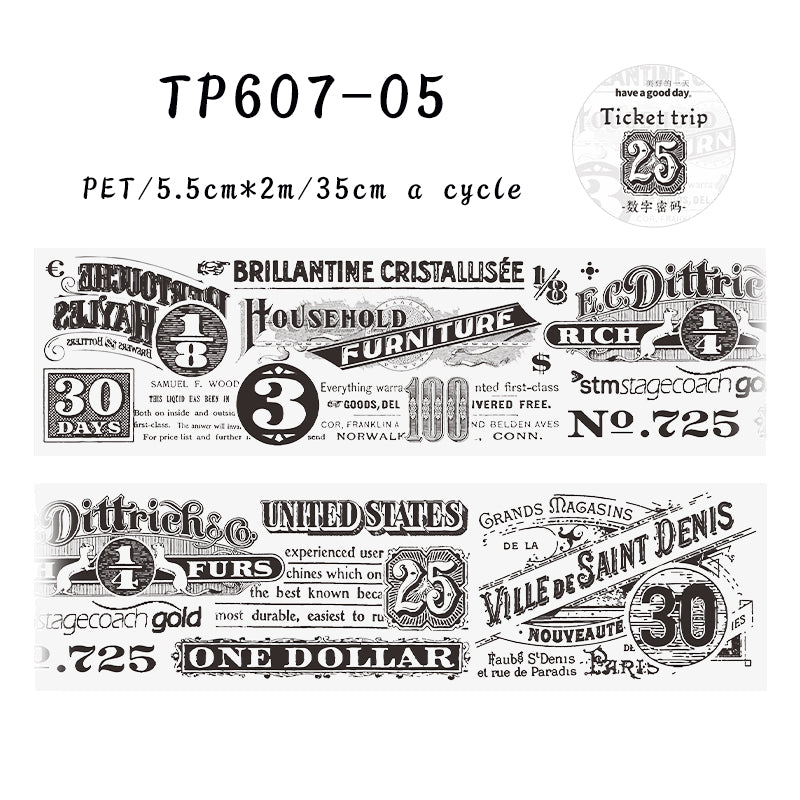 1PCS Ticket Tour Series PET Tape