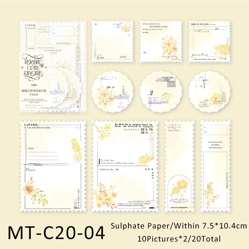 20PCS Misty Flower Dream series material paper