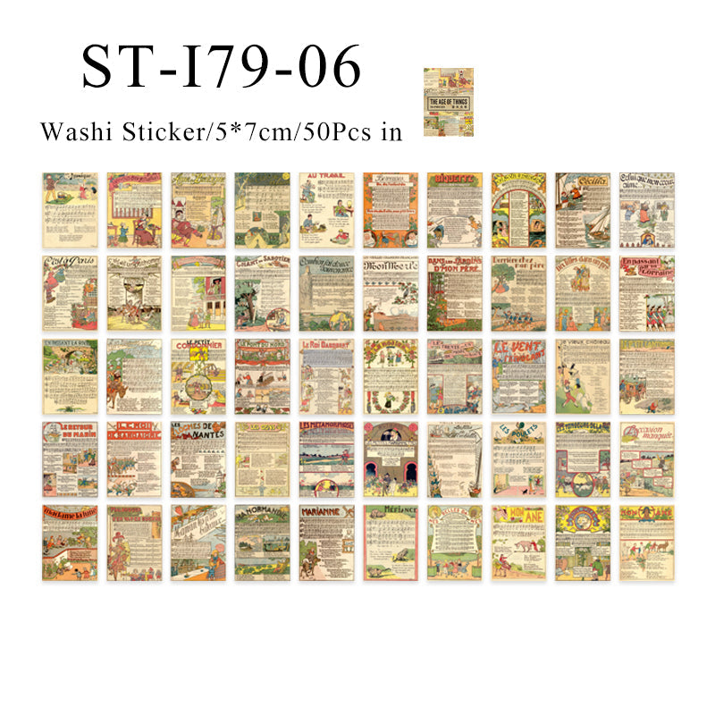 50PCS Old coloured ticket series sticker book