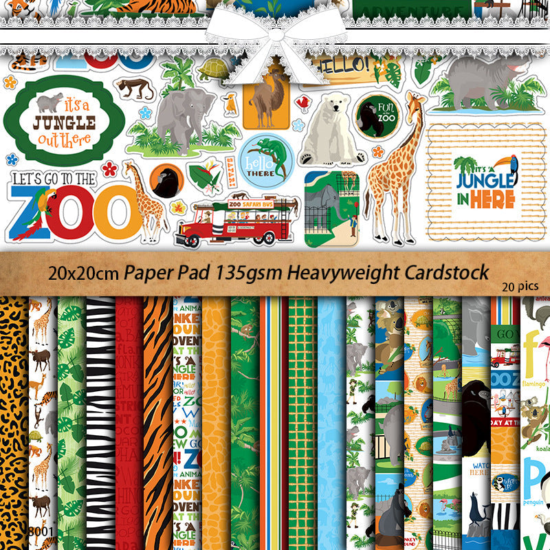 20PCS Zoo Adventure material paper