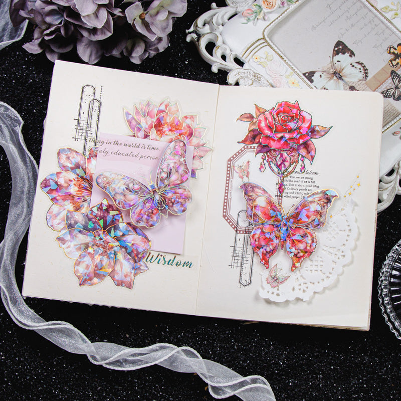 10PCS Butterfly flying flower series sticker