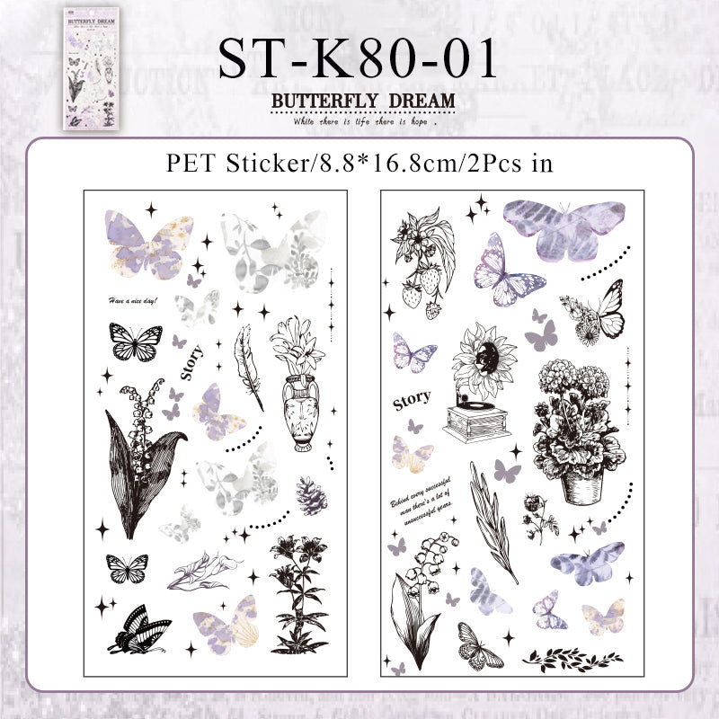 2PCS Butterfly sleep Talk series sticker