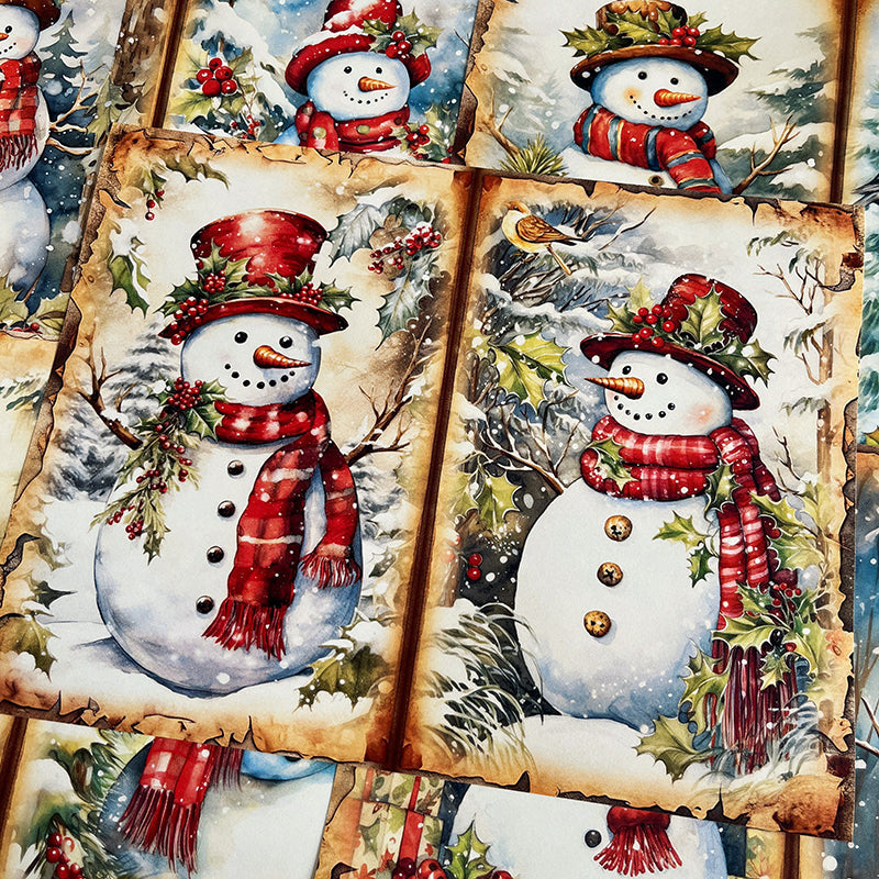 10PCS Santa Claus Snowman background paper