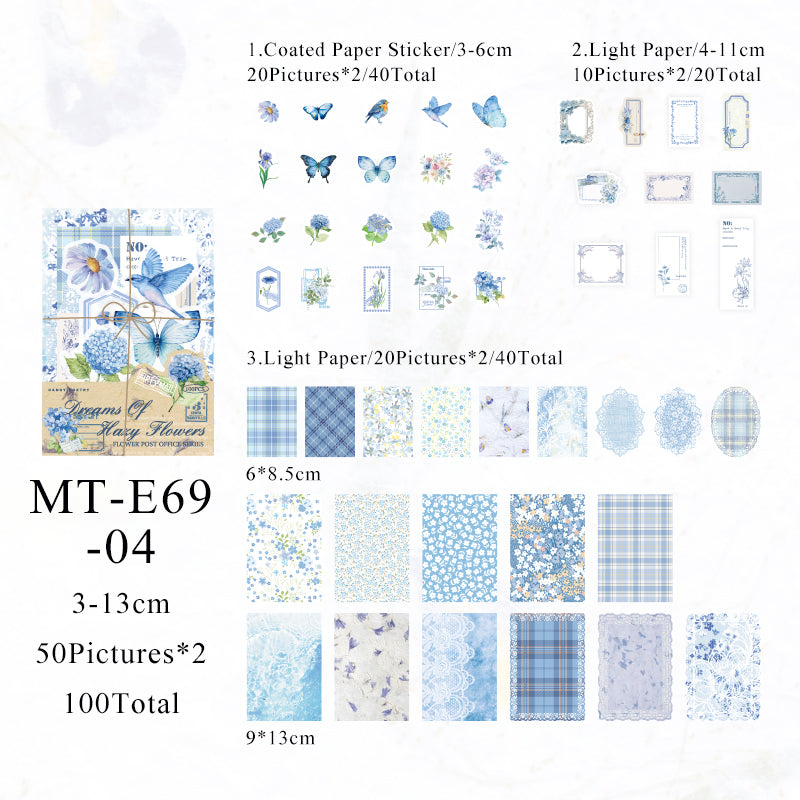 100PCS Flower Post Office series material paper set