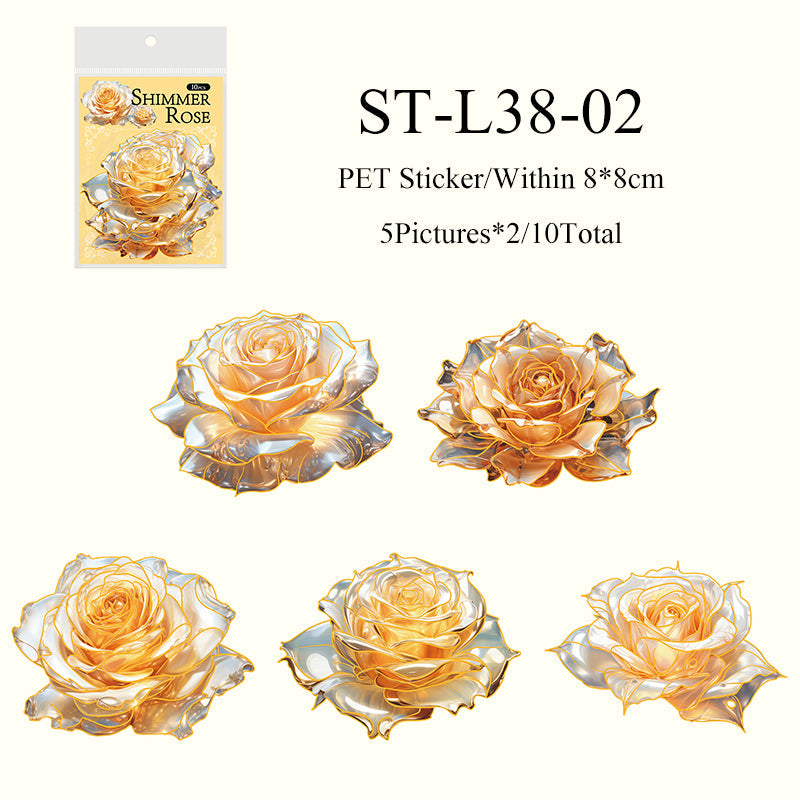 10PCS Ice crystal rose series sticker