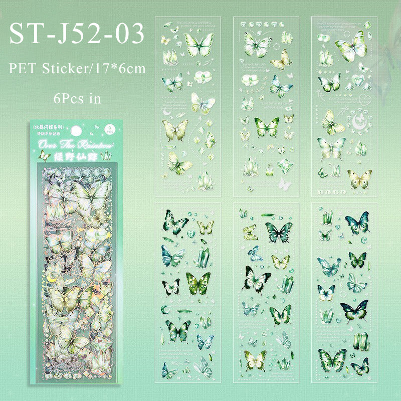 6PCS Crystal shine butterfly series sticker