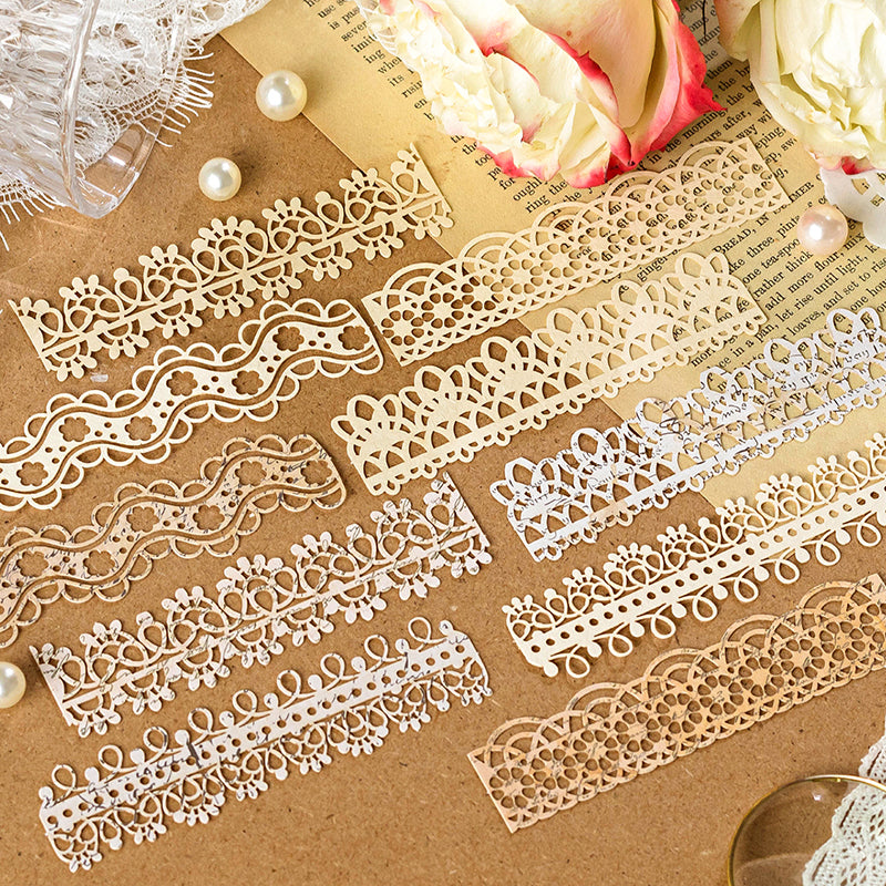 10PCS Lace flower language series material paper