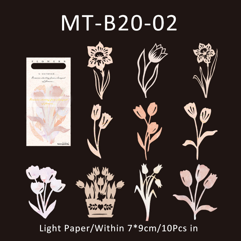 10PCS A bouquet of flowers series material paper