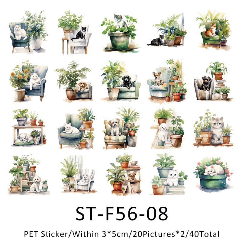 40PCS Family of greenery series sticker