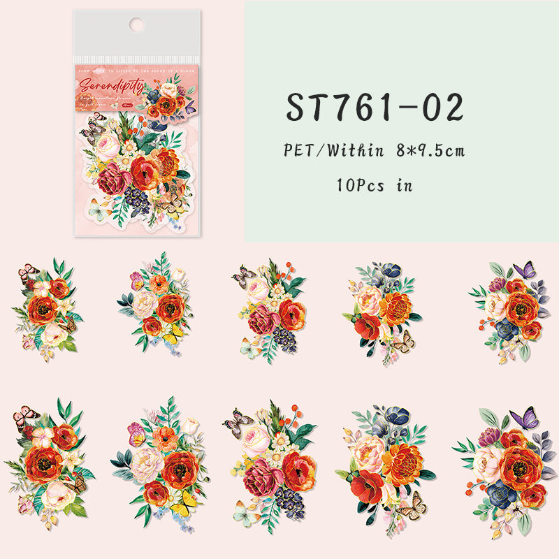 10PCS Mountain flower romantic series sticker