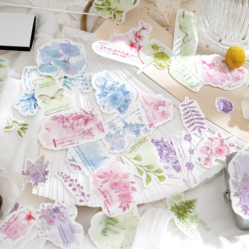 2PCS Floating spring painted flower series transfer sticker