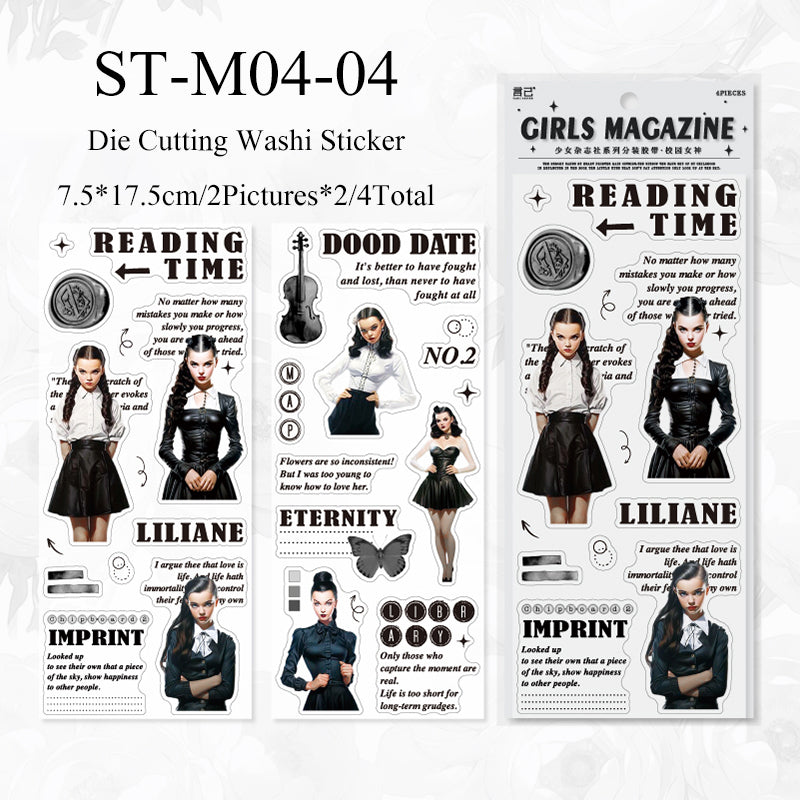 4PCS Girls Magazine Series sticker