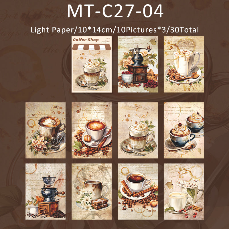 30PCS Street corner coffee shop series material paper