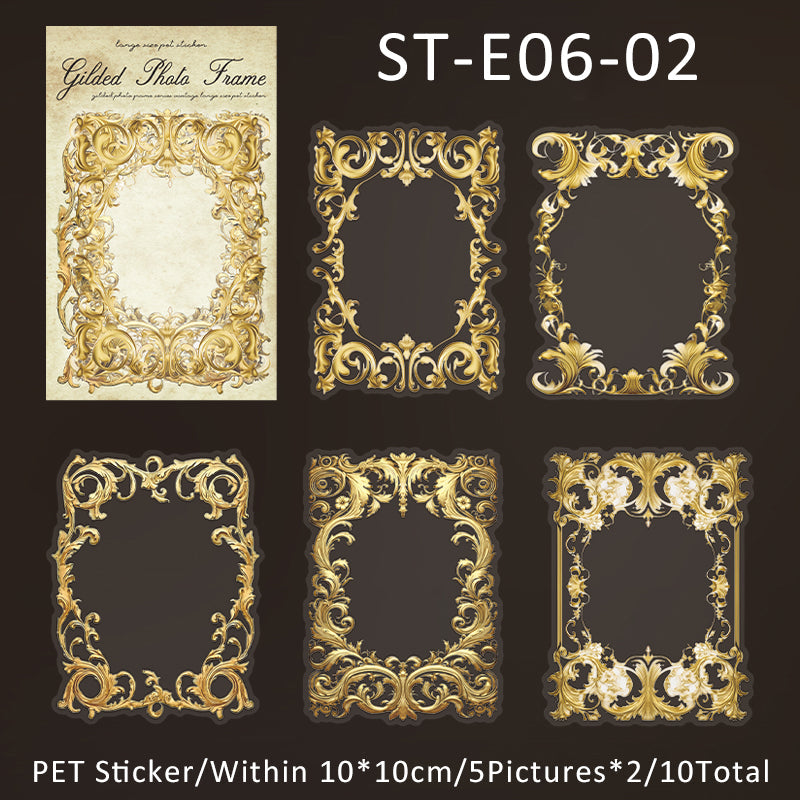 10PCS Gilded photo frame series sticker