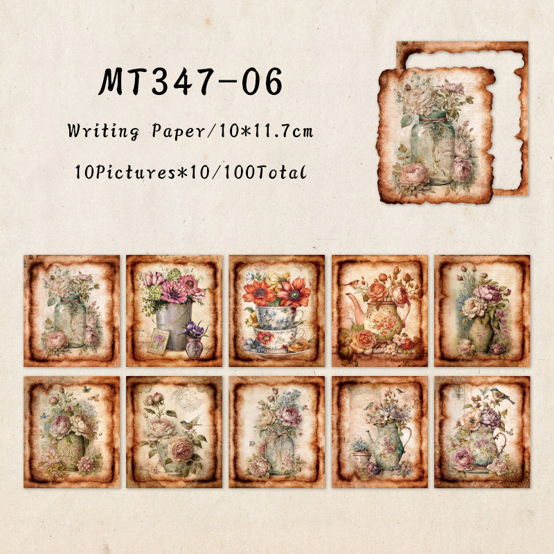 50PCS Memory flower field series material paper