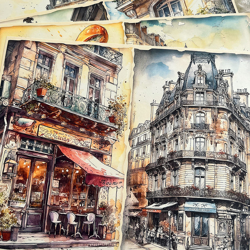 10PCS Paris travel dessert background paper