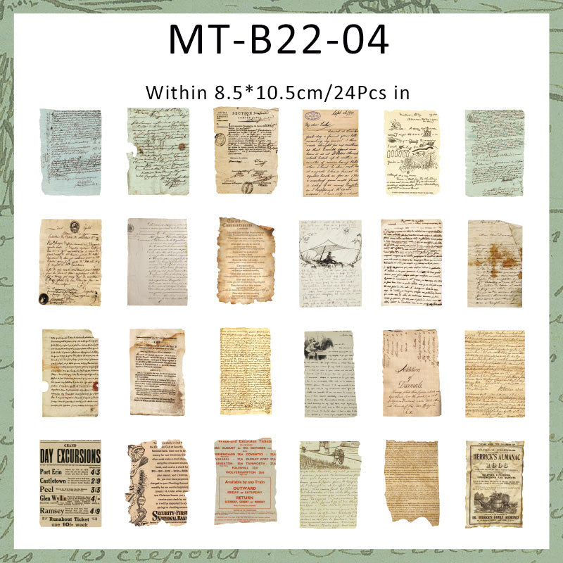 24PCS Retro text series material paper