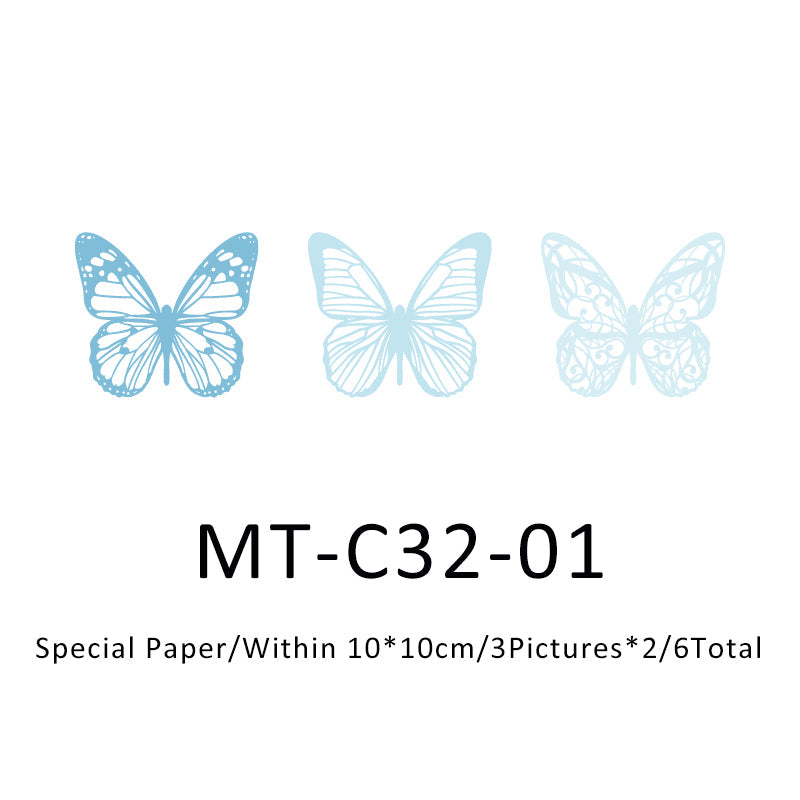 6PCS Find Butterflies Series material paper