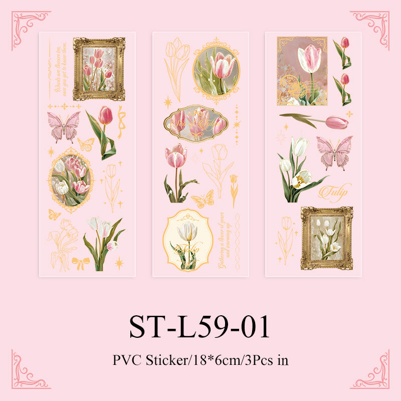 3PCS The Contract of Flowers series sticker