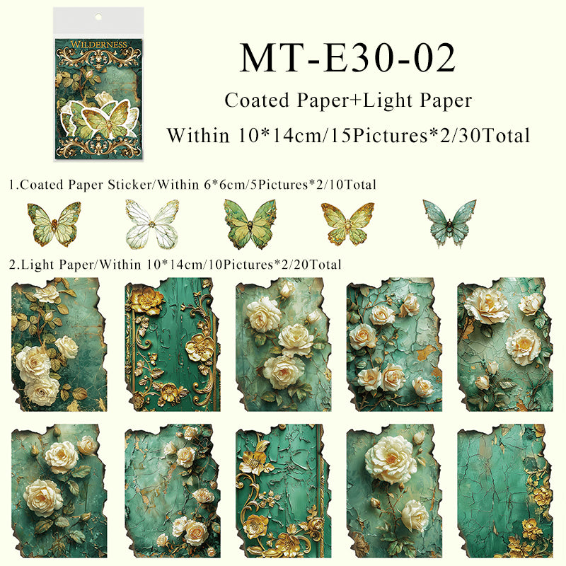 30PCS Rococo flower series material paper set