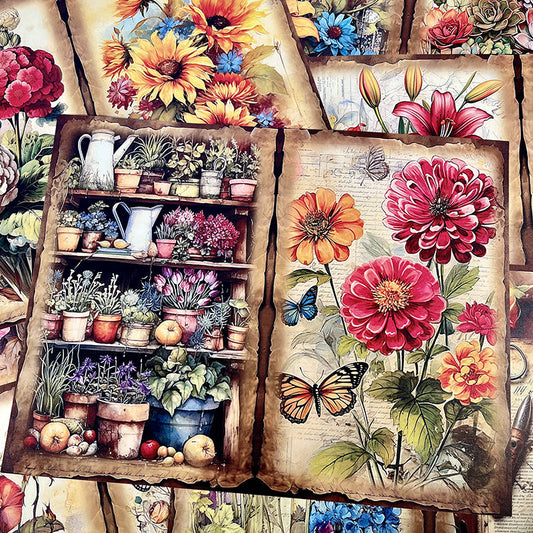 12PCS Farm flower background paper