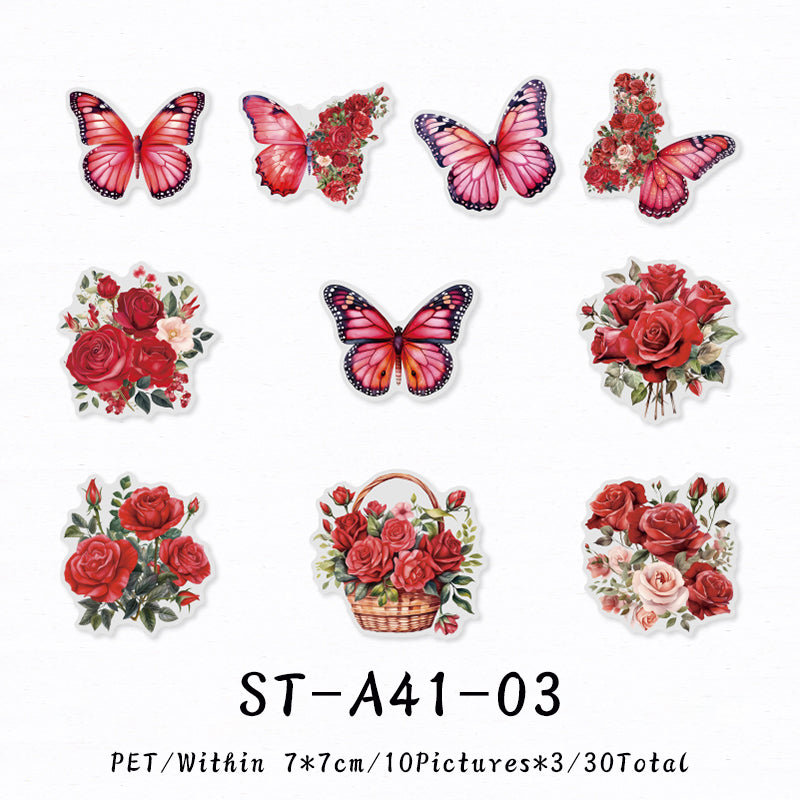 30PCS Dancing with Butterflies series sticker