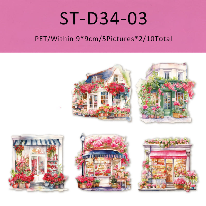 10PCS There is a flower shop series sticker