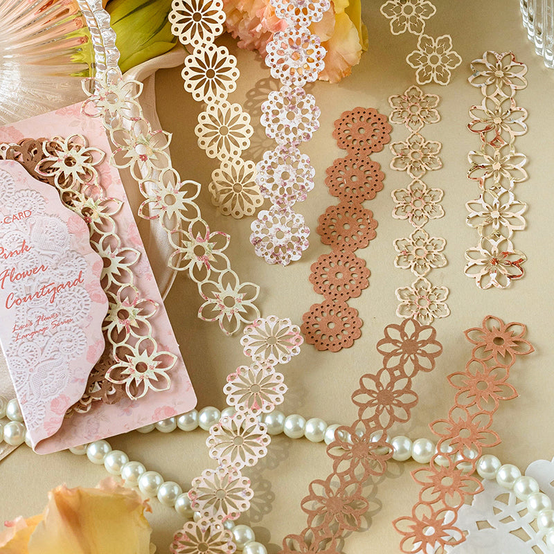 10PCS Lace flower language series material paper