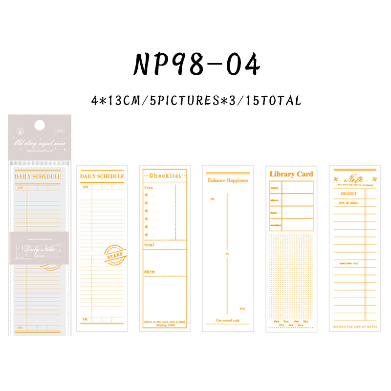 15PCS Old sequels series note paper