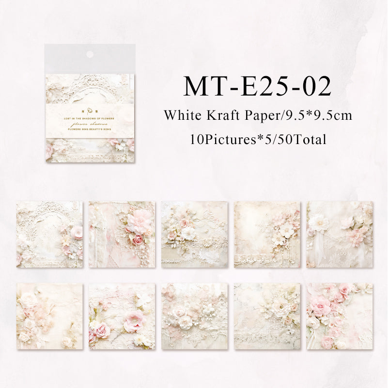 50PCS Flower trace series material paper