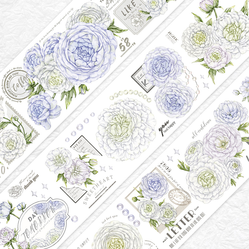 6.5cm*150cm Mist clear peony Washi/PET Tape