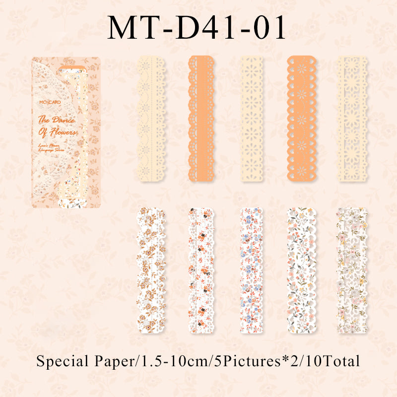 10PCS Lace flower language series material paper