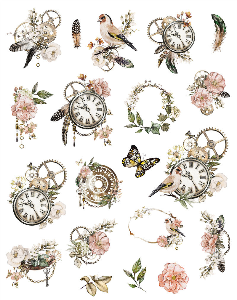 20PCS Vintage flower bird sticker