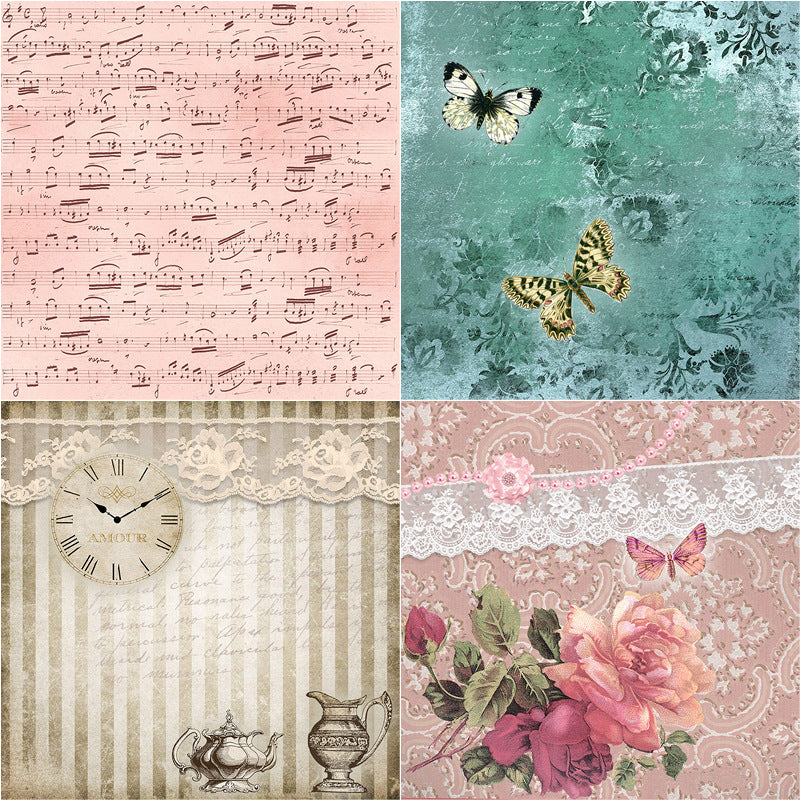 12PCS Nostalgic time material paper