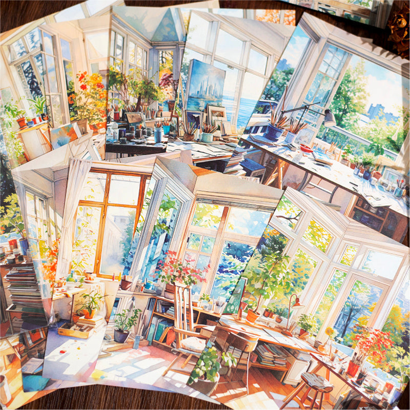 30PCS Colorful Street View series material paper